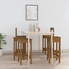 Set mobilier de bar, 6 piese, maro miere, lemn masiv de pin