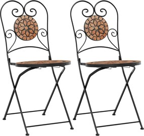 vidaXL Scaune de bistro pliabile, 2 buc., cărămiziu, ceramică