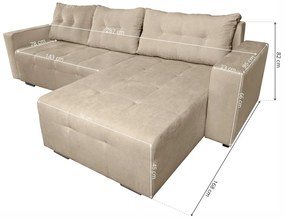 Coltar extensibil Venice, 287x169x96 cm, cu lada de depozitare, Bej