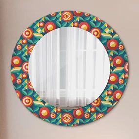 Oglinda rotunda imprimata Fructe și frunze geometrice