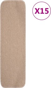 vidaXL Covorașe de scări, 15 buc., bej, 75x20 cm, dreptunghiular