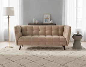 Canapea CASTELLO 3, bej/wenge, stofa catifelata/lemn/PAL, 200x85x78 cm