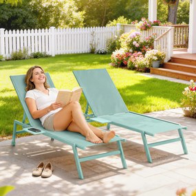 Outsunny Set 2 Șezlonguri cu Măsuță, Șezlonguri Grădină cu Spătar Reglabil. | Aosom Romania