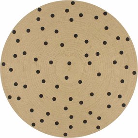 vidaXL Covor manual cu imprimeu în buline, 90 cm, iută