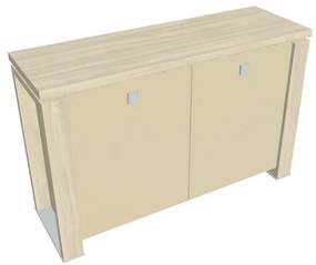 Dulap mic Verno+ S 140 x 46 x 90 cm, uși de sticlă, salcâm / vanilie