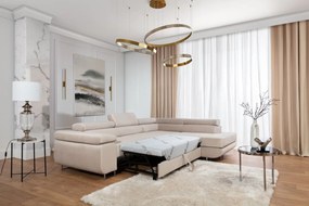 Coltar extensibil dreapta 4 locuri, ELTAP, Anton, 272x203x85 cm, lemn/poliester, bej deschis