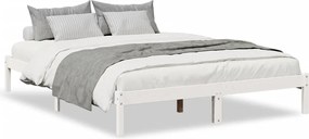 vidaXL Cadru pat foarte lung fără saltea alb 160x210 cm lemn masiv pin