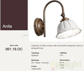 Aplica de perete rustic fabricat manual diam. 14cm Anita 061.19.OC