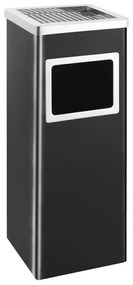 vidaXL Coș de gunoi cu scrumieră, pentru hotel, negru, oțel, 36 L