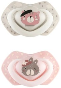 Canpol Babies 2 buc suzete simetrice din silicon, +18m, Salut Paris, roz/gri