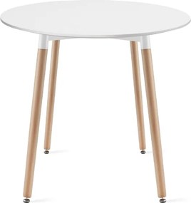OFERTA Masă de dining rotundă albă KAMI 80x80 cm Calitatea II