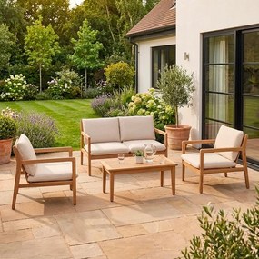 Set mobilier de grădină în culoare naturală din lemn de acacia pentru 4 persoane Danubio – Bizzotto