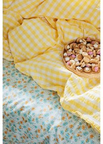 Lenjerie de pat galbenă/albă din țesătură crep pentru pat de o persoană/extinsă 140x220 cm Bæk&amp;Bølge – JUNA