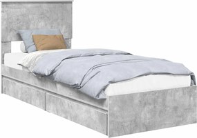 vidaXL Pat cu storage Gri din beton 75 x 190 cm Lemn compozit