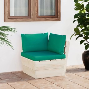 3063353 vidaXL Canapea de grădină din paleți, colțar, cu perne, lemn molid