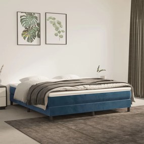 vidaXL Pat box spring cu saltea, albastru închis, 180x200 cm, catifea