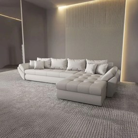 Colțar extensibil dumonde cu ladă de depozitare si sezut confortabil din spuma high-density, Loana XL Enjoy Beige II 335x185 cm