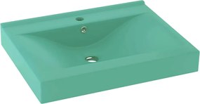 vidaXL Chiuvetă baie lux, orificiu robinet verde mat 60x46 cm ceramică