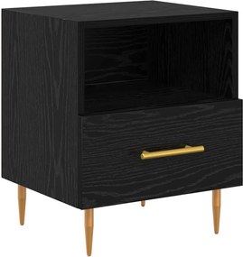vidaXL Noptieră cu sertar Negru 40 x 35 x 47,5 cm Lemn compozit