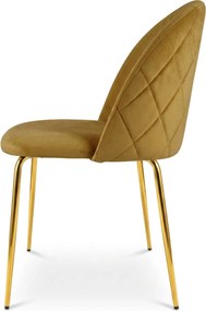 Scaun bucatarie INCA VELVET din catifea cu picioare aurii, mustar
