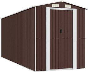 vidaXL Șopron de grădină, maro închis, 192x523x223 cm, oțel galvanizat