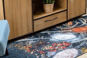 ANDRE 9002 covor lavabil linguri, condimente bucatarie, anti-alunecare - albastre / teracotă