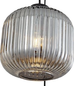 Lampa suspendată inteligentă neagră cu sticlă fumurie cu 6 lumini, inclusiv WiFi A60 - Ana