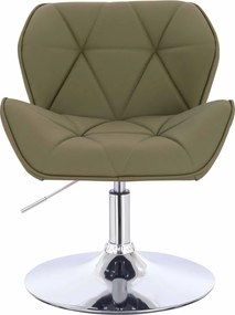 HR111N Scaun Khaki Piele Ecologica Premium Soft cu Bază Cromata