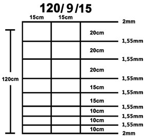 Gard de gradina, argintiu, 50x1,2 m, otel zincat 1, 50 x 1.2 m, 9 fire, 15 cm