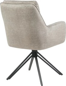 Set de 2 scaune pivotante, metal negru, catifea taupe, PROMETHEUS