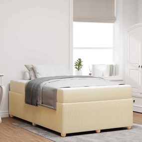 vidaXL Cadru de pat cu saltea cu saltea Crem 120 x 190 cm țesătură