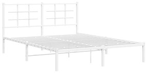 355613 vidaXL Cadru de pat metalic cu tăblie, alb, 160x200 cm