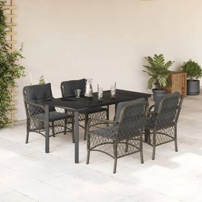 vidaXL Set mobilier de grădină cu perne, 5 piese, gri, poliratan