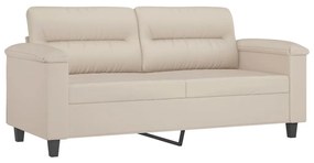 349225 vidaXL Canapea cu 2 locuri, crem, 140 cm, țesătură microfibră