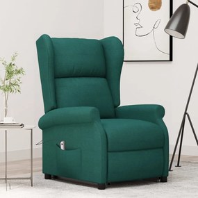 vidaXL Fotoliu cu ridicare, verde închis, material textil