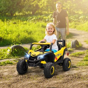 AIYAPLAY Mașină electrică copii UTV 12 V, buggy electric pentru copii cu telecomandă, 96 x 61 x 56 cm, galben | Aosom Romania