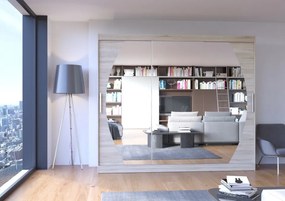 Dulap cu usi glisante si oglinda 250x215 cm, Cambe, ADRK Furniture (Culoare: Negru)