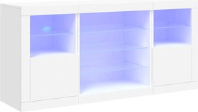 vidaXL Servantă cu lumini LED, alb, 142,5x37x67 cm