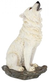 Statueta lup alb Urlet in furtuna 20 cm