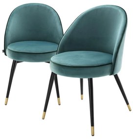 Set de 2 scaune elegante design LUX Cooper, catifea turcoaz 113123 HZ