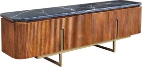 Comoda TV design retro Gatsby 160cm Mango/ marmura neagra