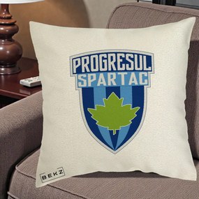 Perna Personalizata Progresul Spartac Fotbal, 40x40 cm, Ecru, Husa Detasabila, Perna Inclusa, BEKZ®