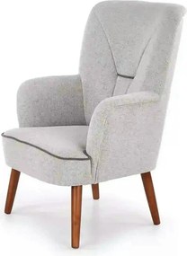 Fotoliu BISHOP, gri deschis/nuc, stofa/lemn, 76x78x102 cm