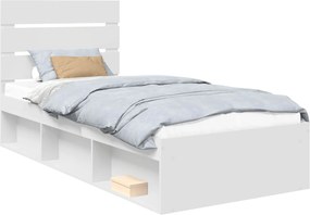 vidaXL Cadru de pat cu headboard Alb 90 x 190 cm Lemn de pin masiv