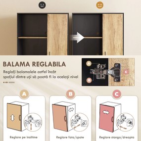 HOMCOM Dulap de bucătărie multifuncțional cu 2 sertare, 1 dulap, 2 nișe și orificii pentru cabluri | Aosom Romania