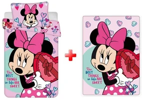 Disney Minnie Sweets set de lenjerie de pat pentru copii și pled polar