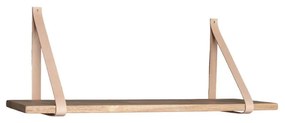 Raft Forno, raft din lemn natural, curele din piele maro 80x20 cm