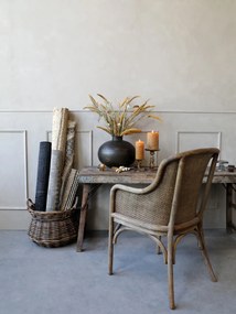 Scaun dining bej din rattan si rachita, cu aspect vintage Old French