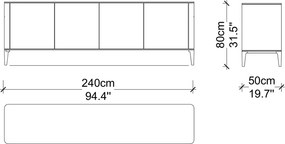 Comodă lemn masiv Sophia 200/220/240 cm - 240 cm