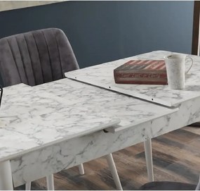 Masa de bucatarie extensibila Dining Homs marmura bej maro 170 x 80 cm